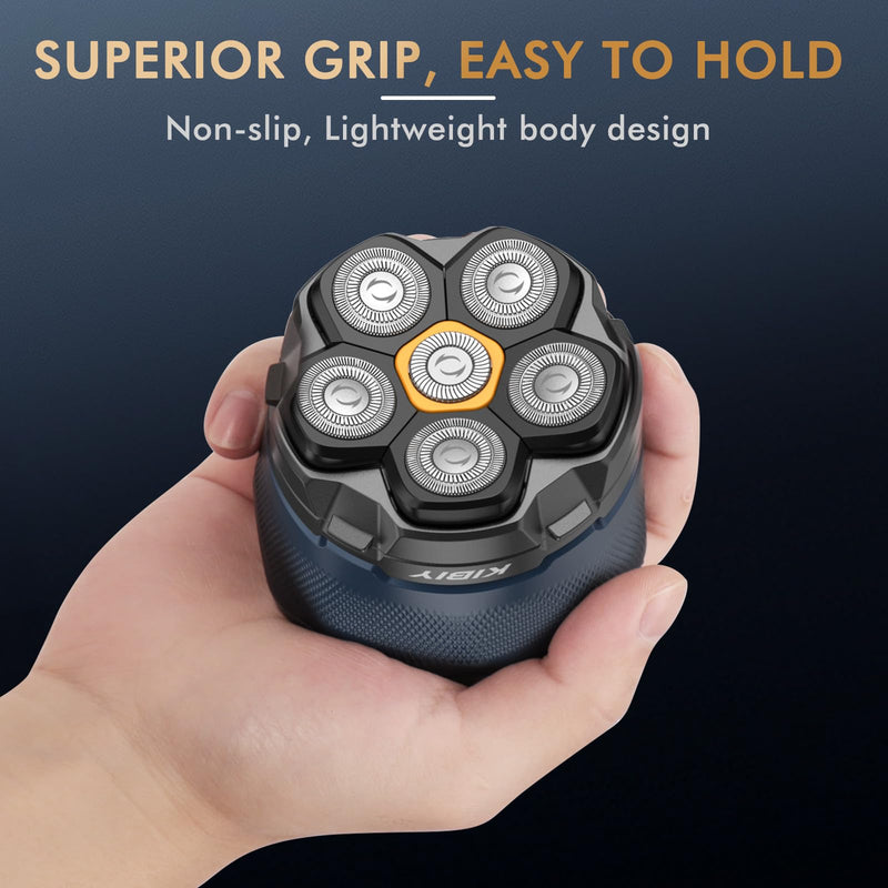 [Australia] - Men's Electric Bald Shaver, Kibiy Upgraded Head Shaver with Removable 6D Head, IPX7 Waterproof Head Shaver for Bald Heads with LED Display, Type-C Charging, Head Shaver for Bald Men with Non-Slip Design 