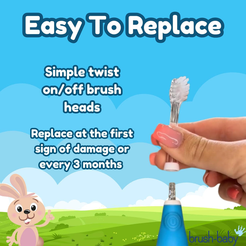 [Australia] - Brush-Baby - Replacement Heads for BabySonic Electric Toothbrush, 18-36 Months - Soft, Gentle Brush Heads for Baby Teeth & Gums - Toddler Toothbrush Head, BPA-Free, Toddler Oral Care - 4 Pack 18-36 Month (Pack of 4) 