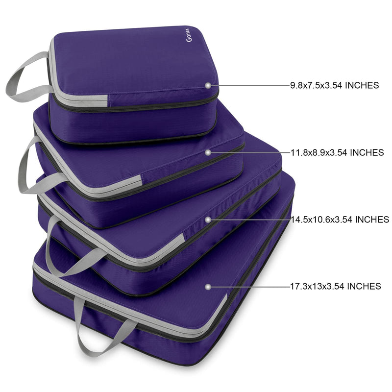 Gonex Travel Toiletry Bag Nylon, Shaving Bag Toiletry Organizer Compression Packing Cubes, 4pcs Expandable Storage Travel Luggage Bags Organizers