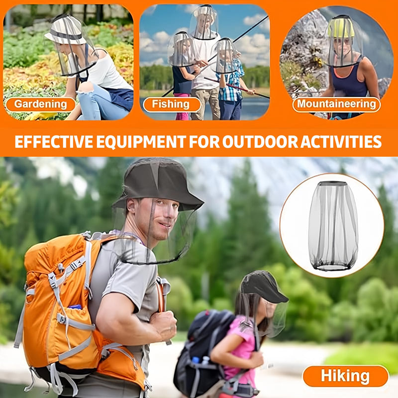 [Australia] - HORREX Set of 4 Mosquito Net Head Set Mosquito Head Landing Net Facial Interlocking Net Head Protection Net for Outdoor Hiking Camping Climbing Hiking Mosquito Fly Insect Bug Prevention (Grey) 