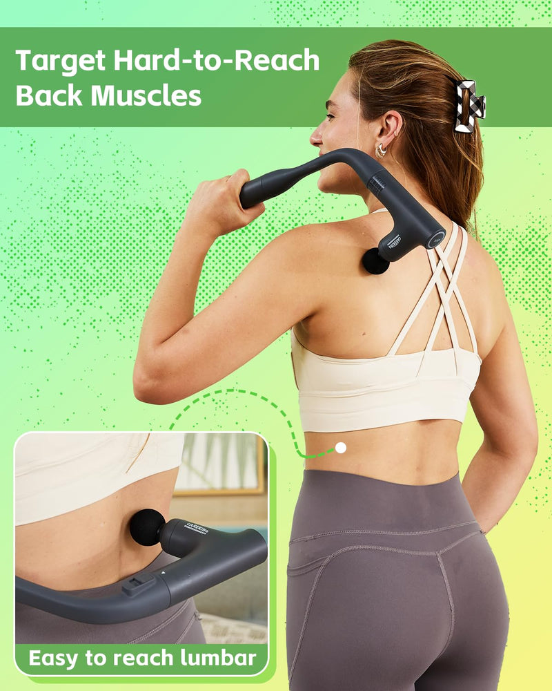 [Australia] - 3 Style Back Massage Gun with Extended Handle for Hard-to-Reach Areas, Convertible Massager Pain Relief Deep Tissue Percussion Muscle Massager Shoulder, and Legs for Men and Women 