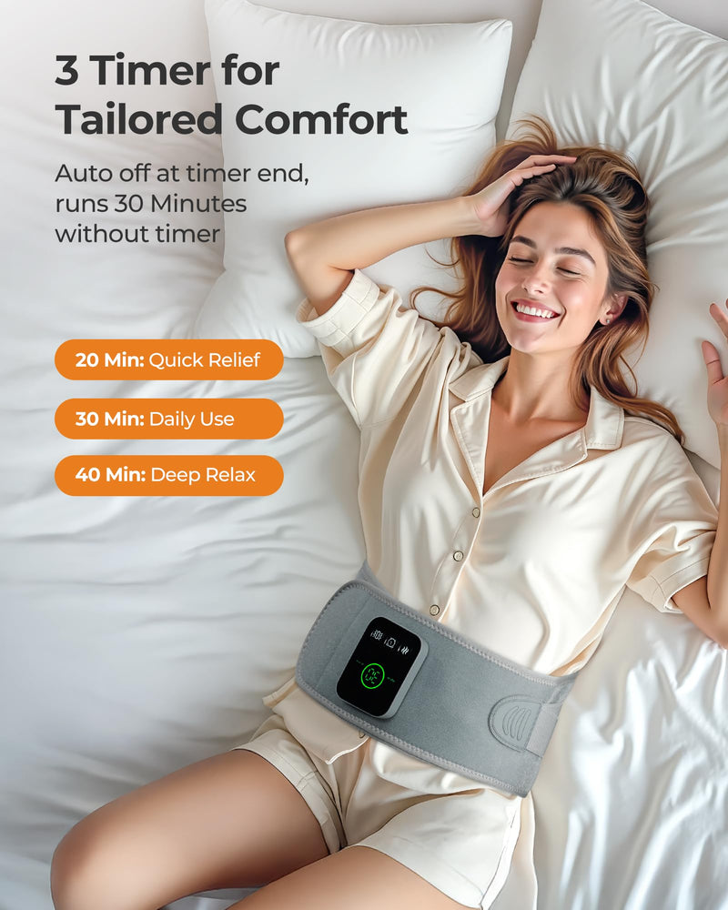 Koonie Cordless Heating Pad for Back Pain Relief, 47”-57” Portable Heating Back Brace with 3 Heat Levels, 3 Vibration Mode, 20/30/40Min Timer, 5000mAh Battery, Auto-Off, Lower Back Massager with Heat