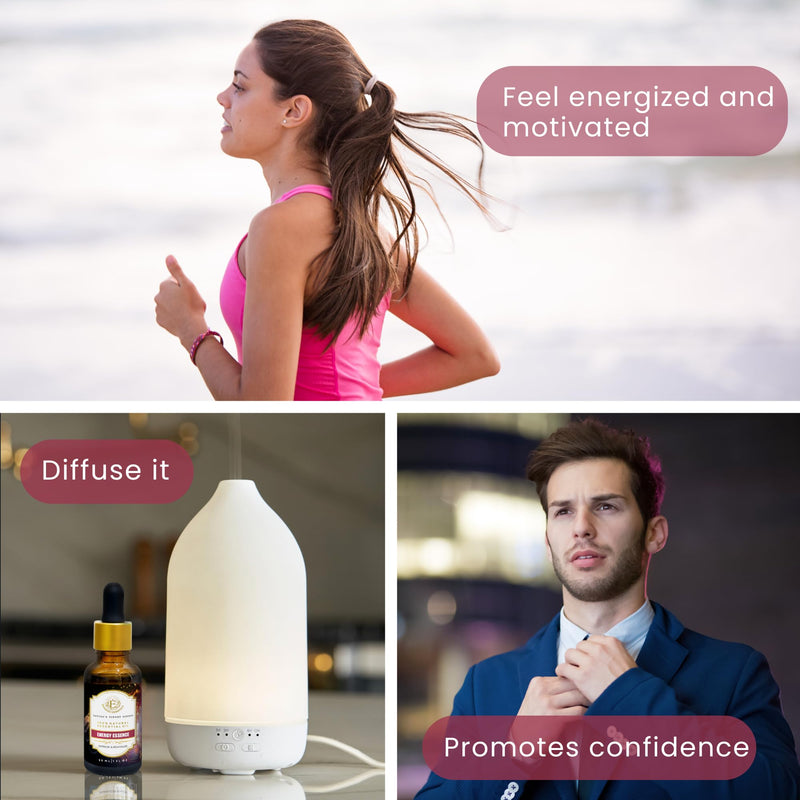Essential Oil Blend for Energy, Cleansing & Mood by Enhanced Essentials – 100% Pure, Slow-Distilled|Aromatherapy for Diffuser, Massage & Shower|Uplifting Citrus & Mint Notes|1 fl oz (30 ml) Energy Essence