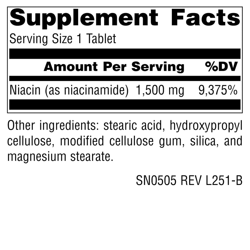 Source Naturals Niacinamide B-3, Vegan Vitamin B-3, 1500 mg - 100 Tablets