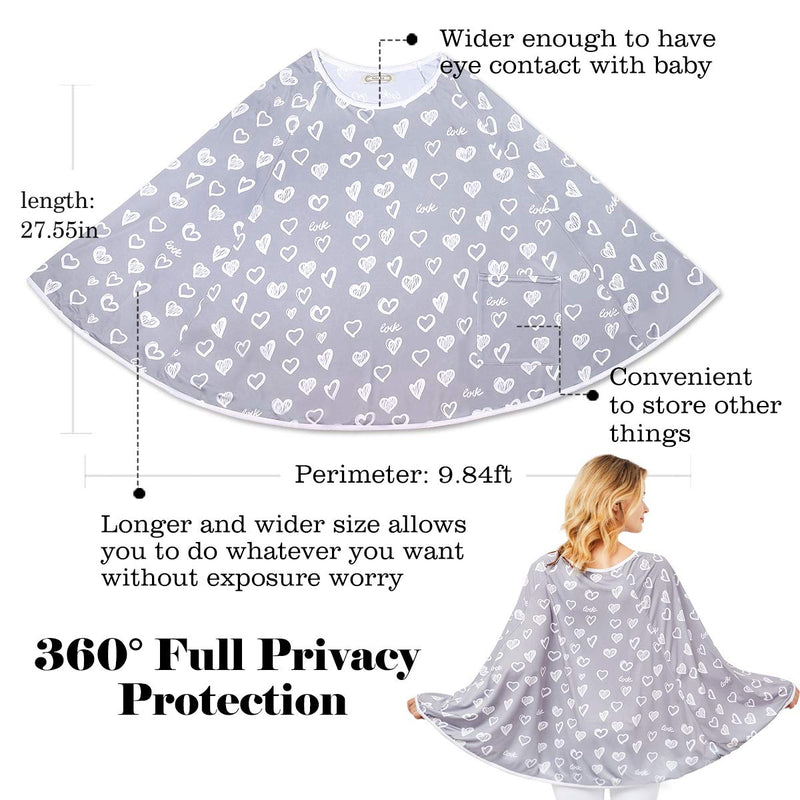 [Australia] - Baby Nursing Cover & Nursing Poncho - Multi Use Cover for Baby Car Seat Canopy, Shopping Cart Cover, Stroller Cover, 360° Full Privacy Breastfeeding Coverage Heart-shaped 