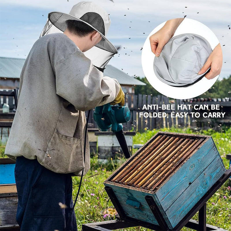 [Australia] - JAONLD Beekeeper Hat with Veil, Hat with Mosquito Net Head Protection Mosquito Hat Easy to Wear Mosquito Net Head Mosquito Protection Hat for Outdoor Hiking Camping Gardening Fishing (Grey) 
