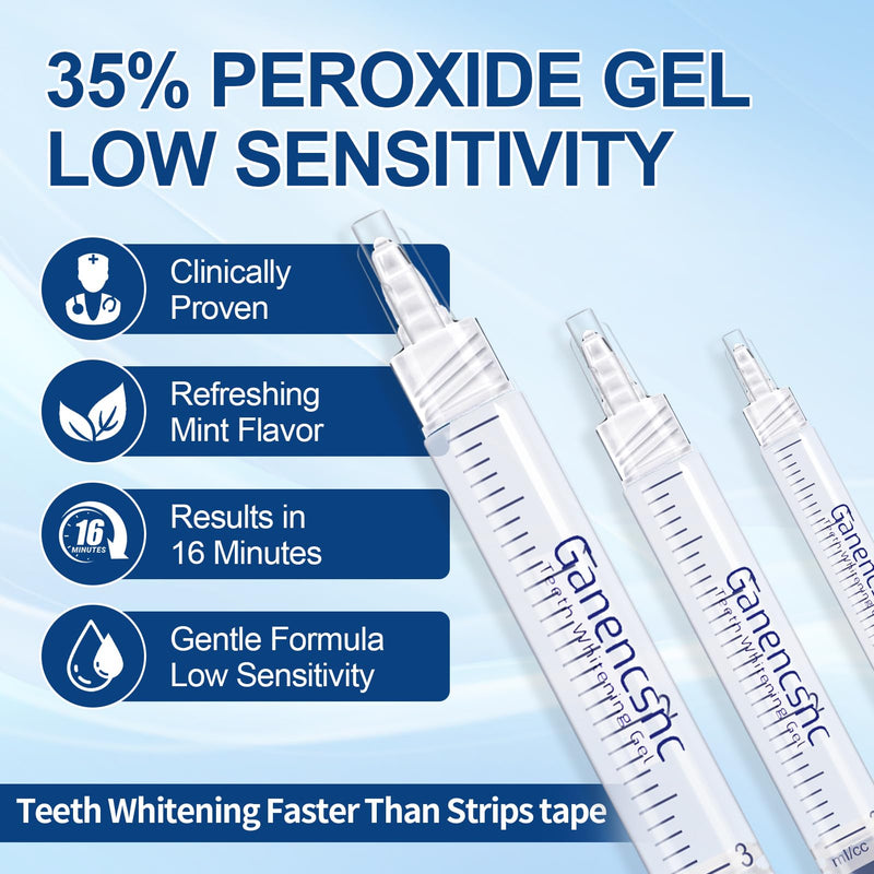35% Ganencsnc 10-Pack Teeth Whitening Gel Refills - Gentle 35% Carbamide Peroxide Formula - Compatible with Teeth whitening Kit,No Sensitive Teeth Whitener