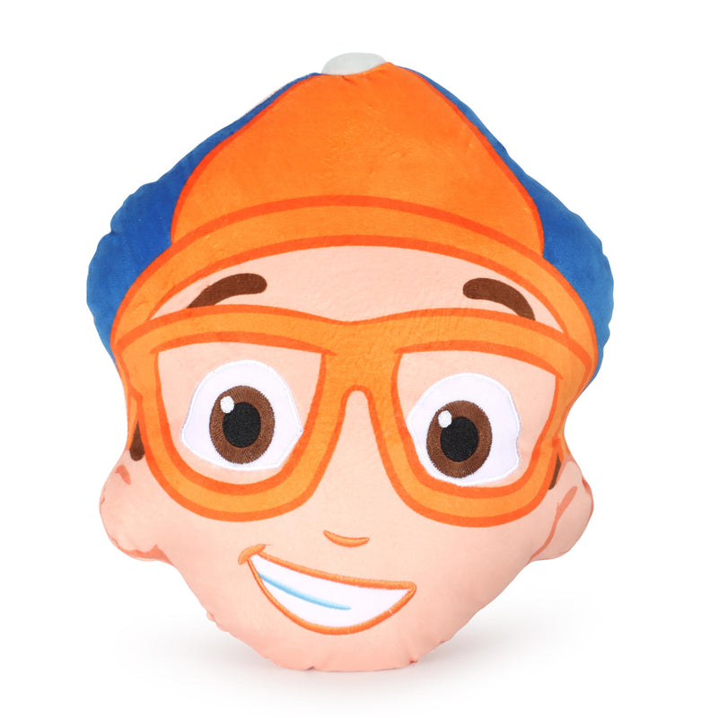 Jay Franco Kids Nogginz Set – 12" Inches Nogginz Pillow & 40" x 50" Inches Cozy Plush Throw Blanket, Ultra-Soft Character Nap Set for Travel, Bedroom & Couch Décor, Gray - Blippi