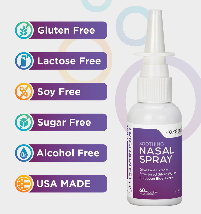 [Australia] - TriGuard Plus Colloidal Silver Nasal Spray with Olive Leaf Extract & Elderberry Extract | Sinus Treatment, Nose Spray & Immune System Booster 2 oz / 60ml, Made in USA 