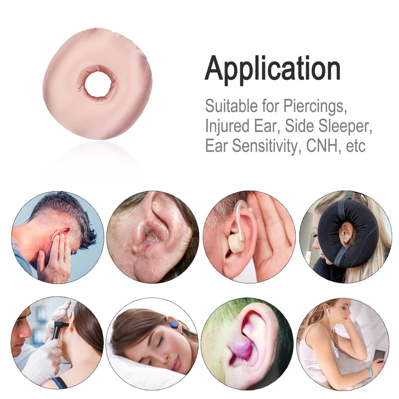 [Australia] - Silky Satin Piercing Pillow Ear Pillows Donut with Hole for Ear Pain CNH Piercing Pain Relief Sleeping Pressure Sore Side Sleepers Smooth Cooling Ear Guard Protector, Coral 