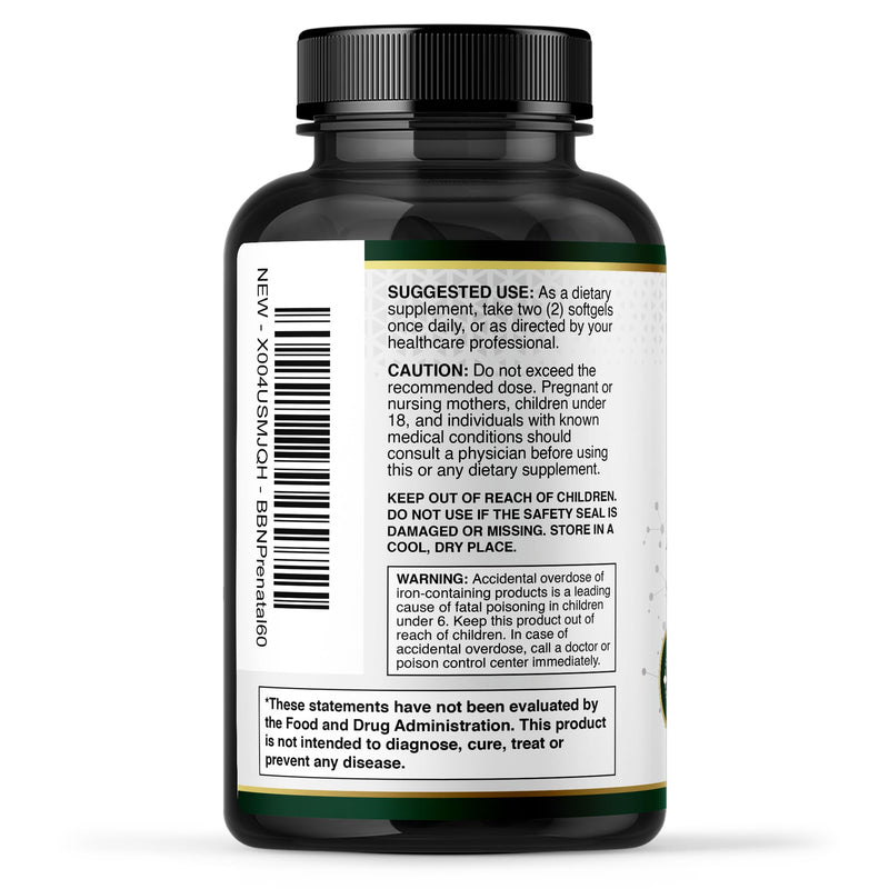 Built by Nature Prenatal Vitamins for Women, 60 Softgels | DHA, Iron, Folic Acid, Prenatal Multivitamin