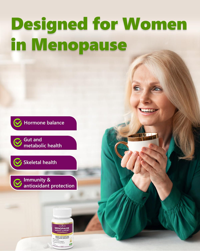 Menopause Relief Probiotics Akkermansia Hot Flashes 60 Caps | Prebiotic, Vitamin D & E, Hormone Balance, Metabolism, Gut Health, Hot Flashes & Night Sweats, Non-GMO, 60 Caps 60 Count (Pack of 1) Akk Menopause