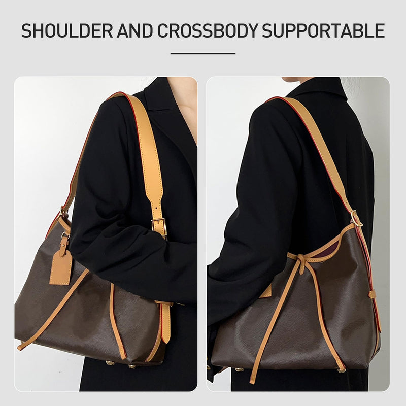 Vachetta Leather Strap Purse Straps Replacement Crossbody Compatible with Lv Carryall Tote Bag,Vegetable Tanned Top Cowhide Leahter Bag Strap,Width1.38'',Length35.4-41.7'',Beeswax Beeswax 1.38"width*41.7"length