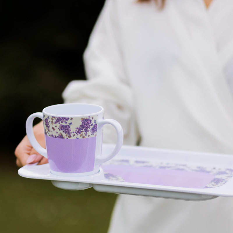 Two Handled Melamine Mug – Lightweight 126g, 400ml/14oz Capacity – Daily Living Mobility Aid for Elderly, Dementia, Tremors, Arthritis, & Weak Grip (Lilac) Lilac