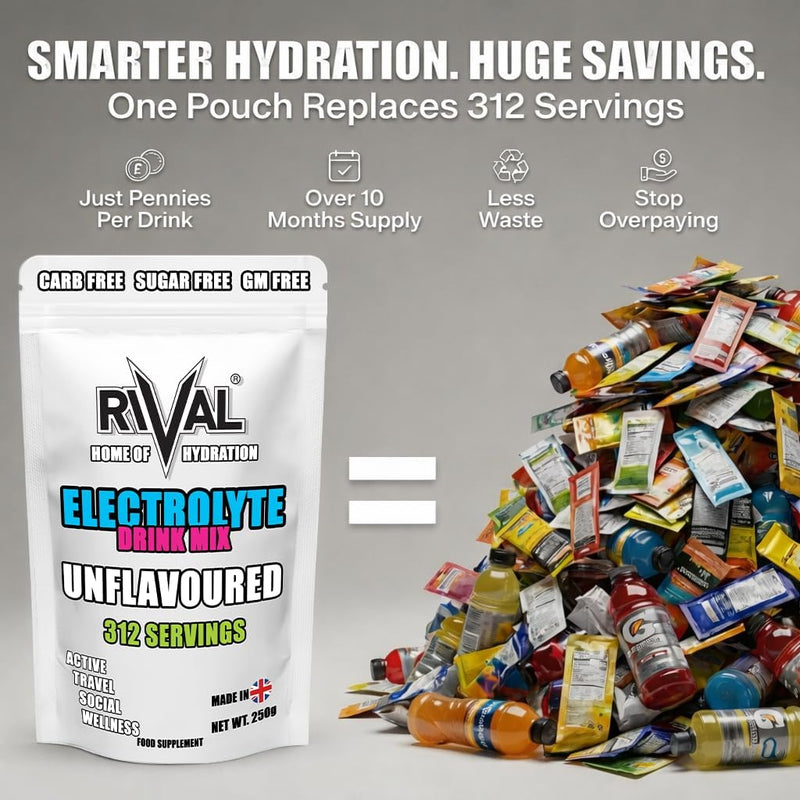 Electrolyte Powder Unflavoured – Zero Sugar Hydration Mix | 312 Servings | Keto, Fasting & Endurance – Sodium, Potassium, Magnesium (250g)