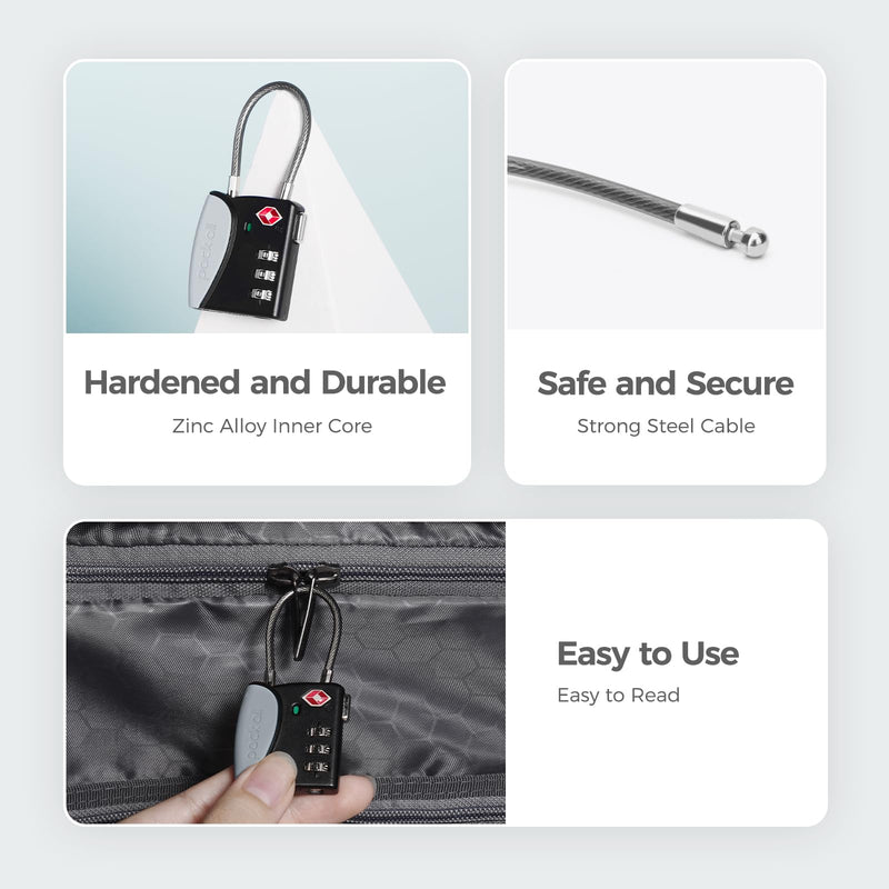 pack all Travel Accessories Bundle | Shoe Bag (2 Pack Grey) & TSA Approved Cable Luggage Locks (4 Pack Grey)