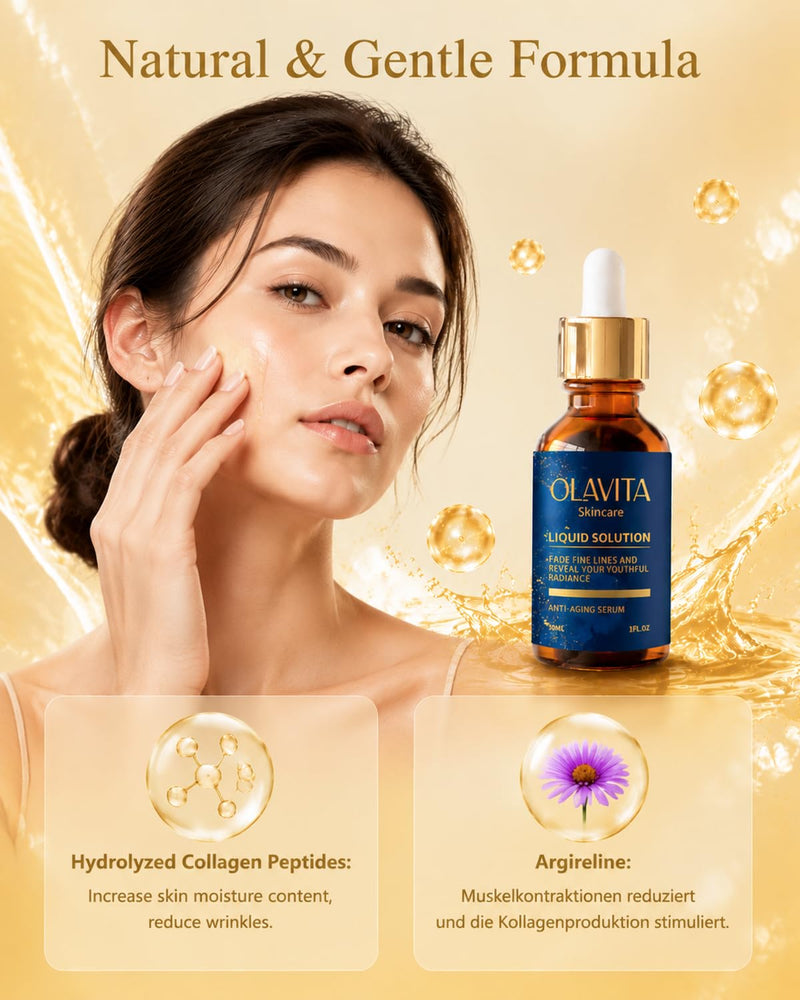 Liquid Solution Anti Aging Serum, Vitamin C & E Hydrating & Firming, with Collagen Support Helps Look of Fine Lines, Improves Elasticity & Radiance for All Skin Types (1, P) 1 1 Fl Oz (Pack of 1)