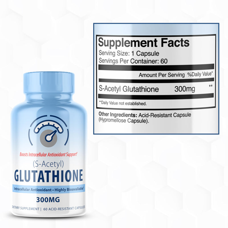 [Australia] - S-Acetyl L-Glutathione 300mg – 60 Acid-Resistant Capsules, High Bioavailability S Acetyl Glutathione Supplements for Liver & Skin Health, Supplement Antioxidant Support Capsules 
