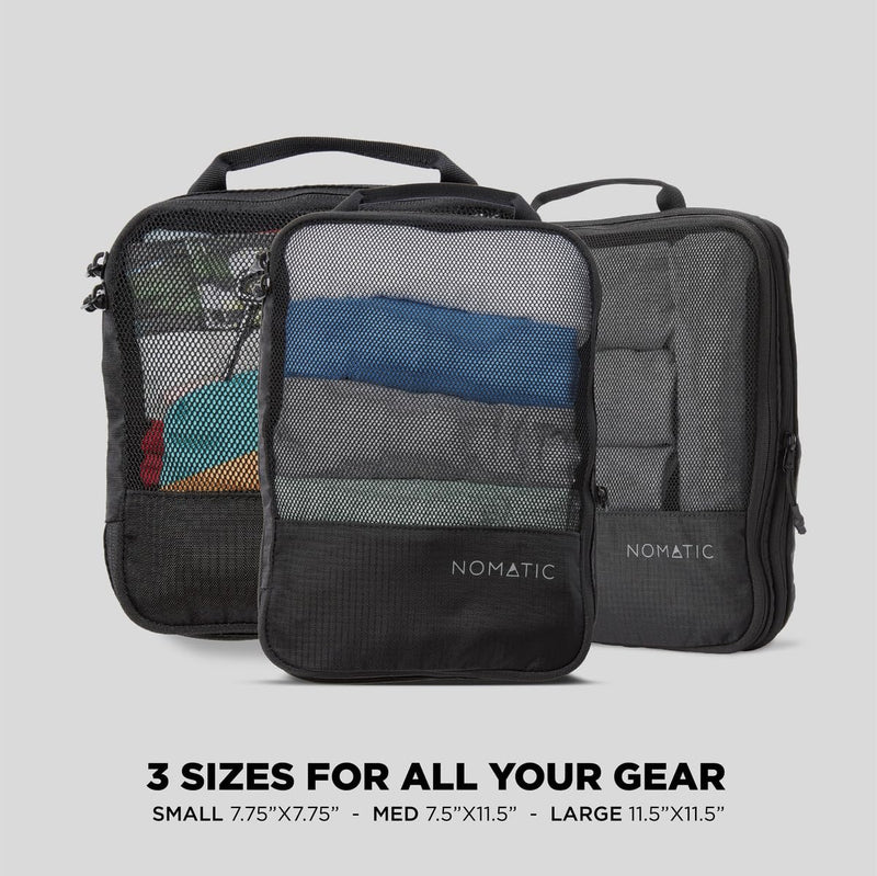 NOMATIC Packing Cubes - Compression Packing Cubes For Travel - Large | Compresses Up To 50%, Suitcase, Luggage Organizer, Durable Mesh, Lightweight, Zippered Compression System, Fits Carry-On