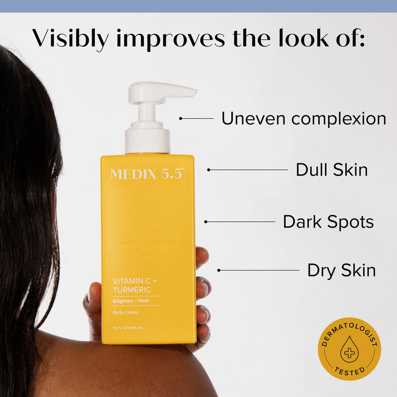 MEDIX Vitamin C Cream + Niacinamide Brightening Body Lotion | Anti Aging Moisturizer Vitamin C Lotion For Women & Men To Soften The Look Of Dark Spots, Wrinkles, & Uneven Looking Skin Tone, 15 Fl Oz 3 - Vitamin C Brightening Cream 15 Fl Oz (Pack of 1)