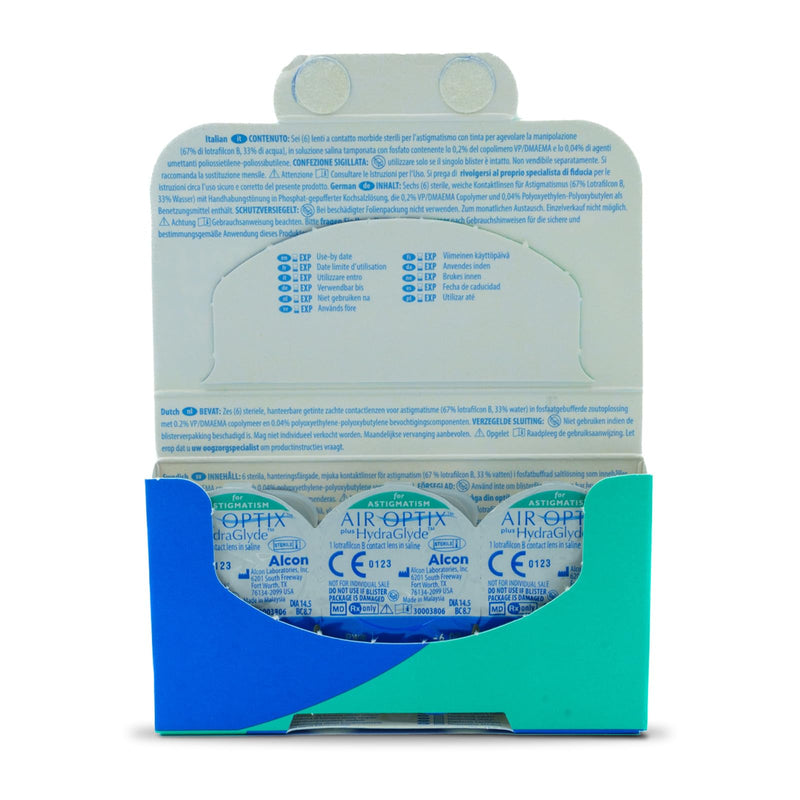 [Australia] - Air Optix plus HydraGlyde for Astigmatism monthly lenses soft, 6 pieces, BC 8.7 mm, DIA 14.5 mm, CYL -0.75, AXIS 170, -4.0 diopters 8.7 millimeters 14.5 millimeters 