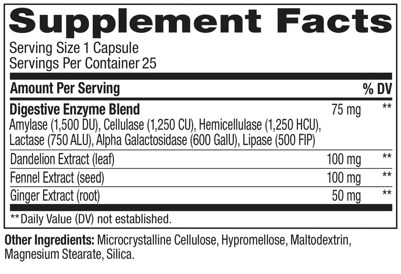 OLLY Beat The Bloat Capsules, Digestive Support Enzymes, Supplement for Women - 25 Count 25 Count (Pack of 1)