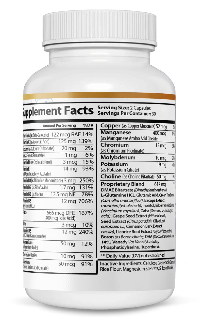 [Australia] - Focus & Memory Brain Booster | Nootropic for Clarity, Concentration, & Alertness | Includes Thiamin, Chromium, Magnesium & Herbal Extracts 