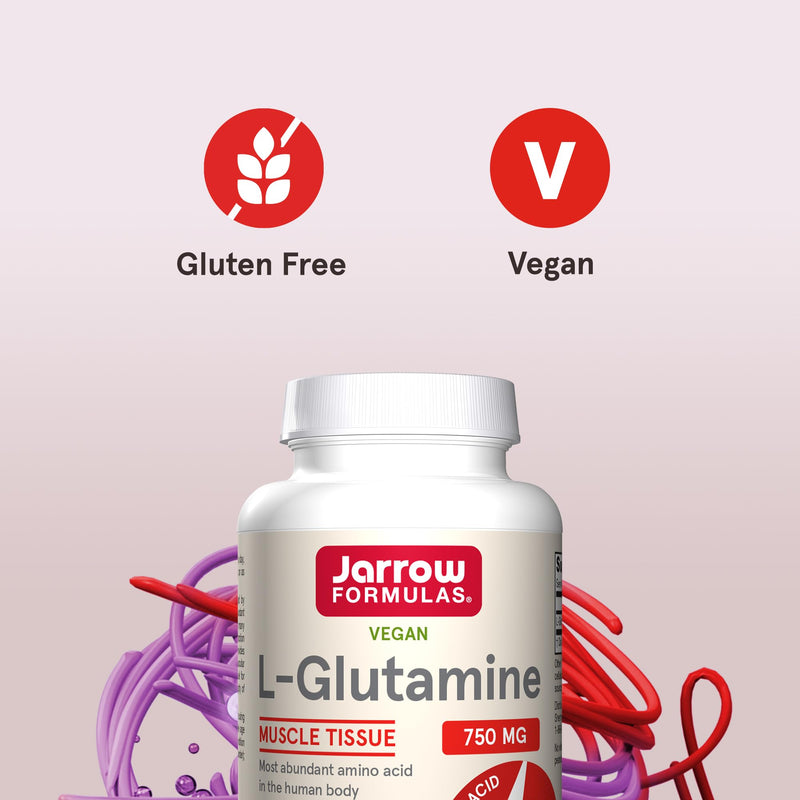 [Australia] - Jarrow Formulas L-Glutamine 750 mg, Dietary Supplement, Immune and Muscle Support, 120 Veggie Capsules, Up to 120 Day Supply 
