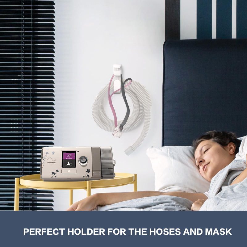 [Australia] - 2PCS CPAP Hose Holder - CPAP Mask Hook with Anti-Unhook Feature Hose Organizer Use CPAP Supplies and CPAP Machine to Help You Sleep Better with 4 Picture Hanging Strips 2-PCS White 