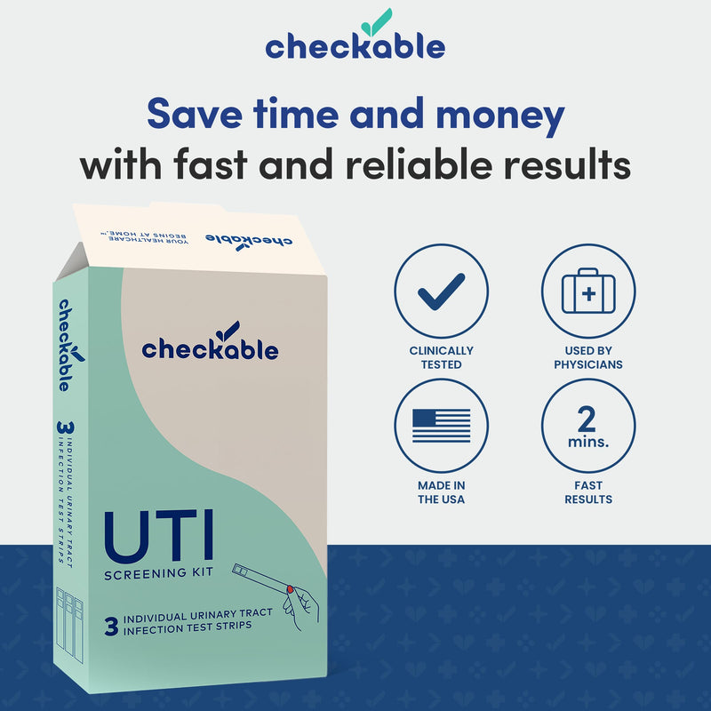 [Australia] - Checkable® Urinary Tract Infection Screening Strips (3ct) and Checkable D-Mannose UTI Supplements (60ct) Combo Pack 1 Count (Pack of 2) 