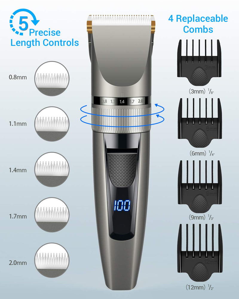 [Australia] - Qhou 2022 Newest Hair Clippers, Professional Hair Trimmer for Men, Corded/Cordless USB Rechargeable Clippers Set Electric Barber Home Hair Cutting Kit Beard Trimmer for Men with Combs and Cape- Gray 
