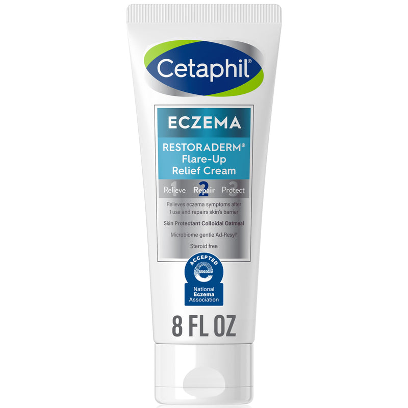 Cetaphil ECZEMA RESTORADERM FLARE-UP RELIEF CREAM, For Eczema Prone Skin, 8 oz, Barrier Repair, 48 Hour Hydration, 2% Skin Protectant Colloidal Oatmeal, Steroid Free 8 Fl Oz (Pack of 1)