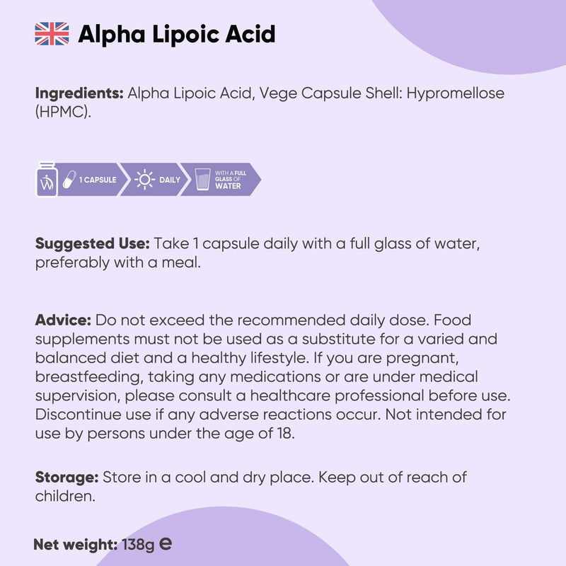 WeightWorld Alpha Lipoic Acid 650mg | 180 Capsules | 6 Months Supply | 1 Capsule a Day | Vegan ALA Supplement | Non-GMO & Magnesium Stearate-Free | No Added Preservatives