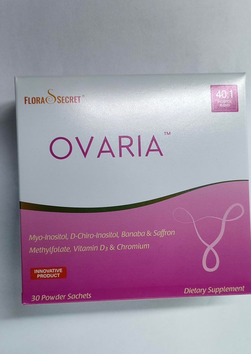 Flora Secret Ovaria Dietary Supplement, Myo-Inositol & D-Chiro-Inositol 40:1 Blend, Methylfolate, Vitamin D3, B Complex, Iron, 30 Powder Sachets