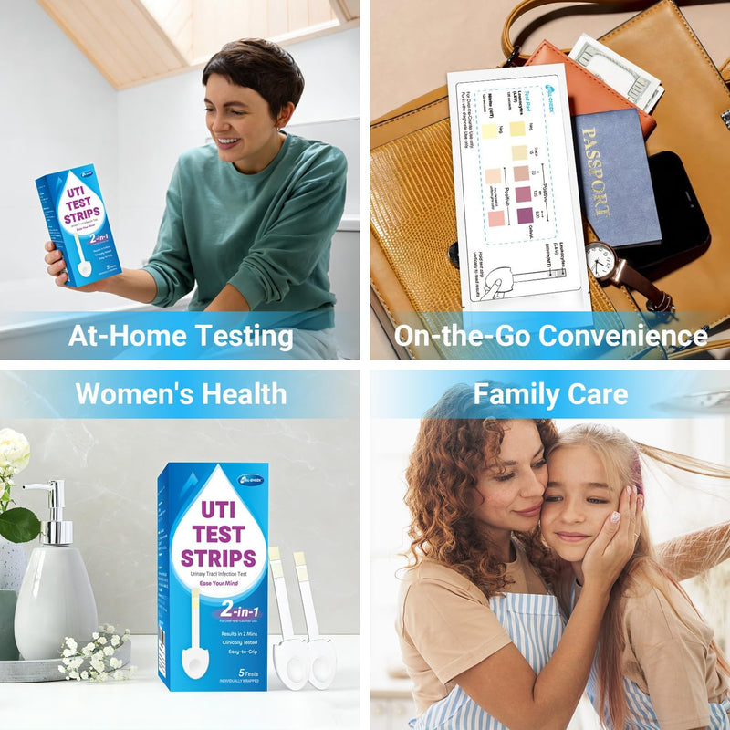 HEAL-CHECK UTI Test Strips, Home Urine Test Kit for Women & Men, 3 Pack | Detect Leukocytes and Nitrite in 2 minutes with easy-grip strips designed for convenient at-home urinary health monitoring 3T