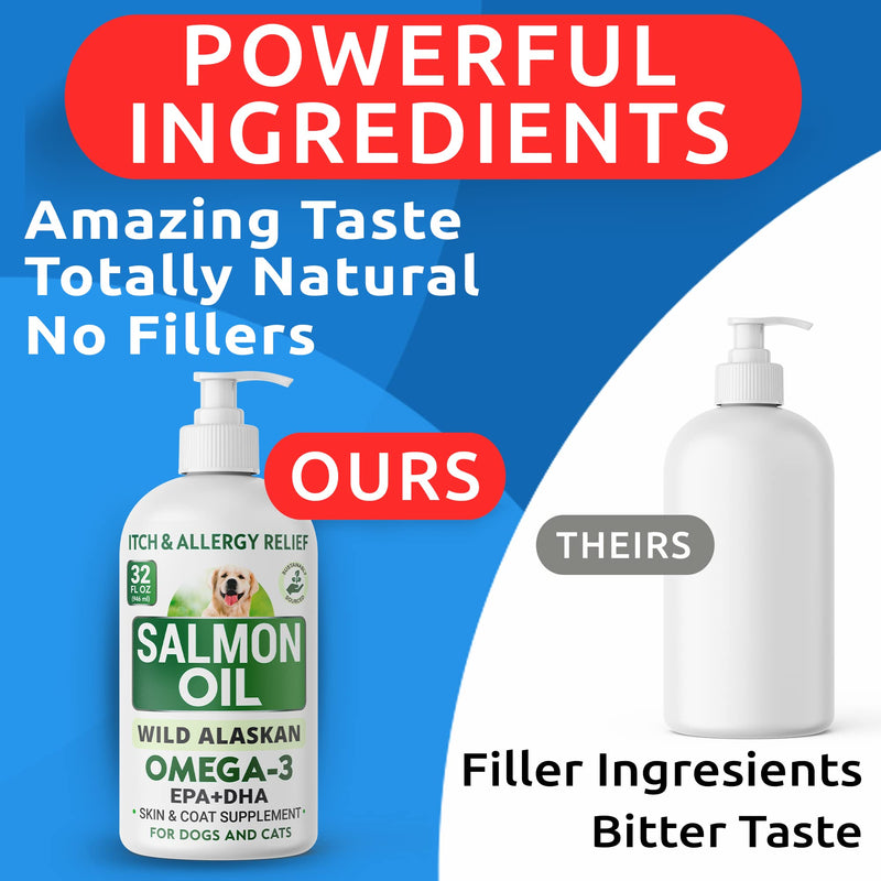 BARK&SPARK Salmon Oil for Dogs & Cats - Natural Omega-3 Fish Oil for Dogs - Skin & Coat Support - Liquid Food Supplement for Pets - EPA+DHA Fatty Acids for Joint Function, Immune & Heart Health 32oz - PawsPlanet Australia