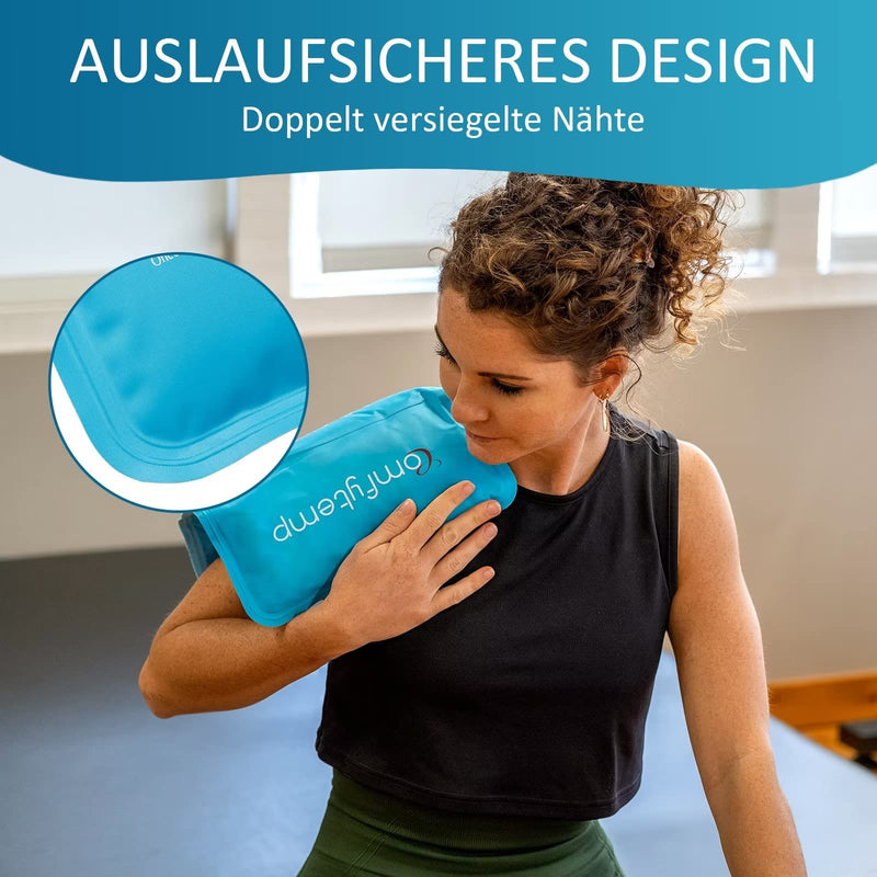 [Australia] - Comfytemp Large Cooling Pad Gel with Velcro Strap, 27 x 37 cm Cooling Pack for Bending for Shoulder Neck Back Knees Buttocks Reusable Ice Pack Cold Warm Compress Cooling Pad 