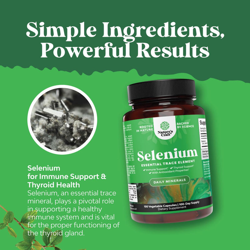 [Australia] - Yeast Free Selenium 200mcg Capsules - High Potency Selenium Supplement for Immunity Antioxidant and Thyroid Support Essential Trace Mineral - Vegan Non-GMO Gluten Free & Made in The US (100 Servings) 