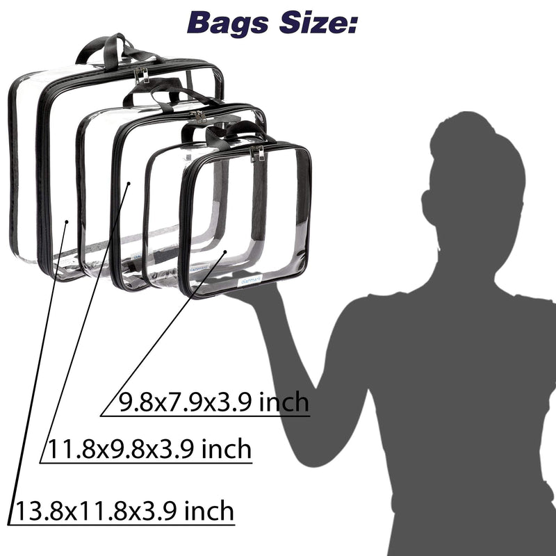 Clear Compression Packing Cubes 3 Set - TSA Approved Toiletry Bag 3-1-1 Clear Travel Cosmetic Bag with Handle