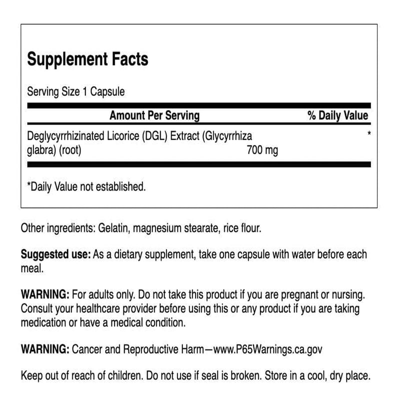 [Australia] - Swanson High Potency DGL (Licorice) - Herbal Supplement Promoting Digestive Health & GI Tract Support - Natural Stomach Soother Made with Licorice Root Extract - (90 Capsules, 750mg Each) 