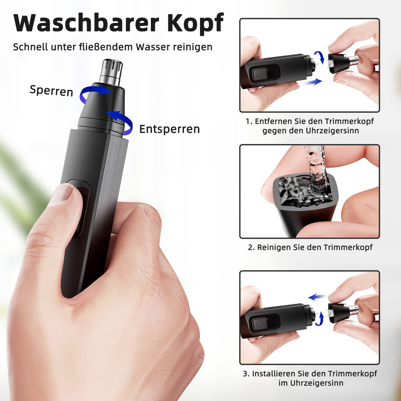 [Australia] - Nose Hair Trimmer, Rechargeable Wireless Ear Eyebrow Trimming Tool Dual Edge Blades Shaver Easy Cleaning with Indicator Light for Man Woman 