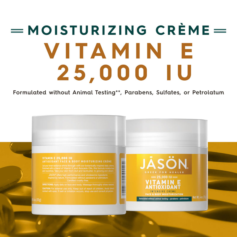 JASON Vitamin E Antioxidant Intensive Crème Face & Body Moisturization,25,000 IU Body Cream Moisturizer,4 Fluid Ounces,(Pack of 2) 4 Ounce (Pack of 2)