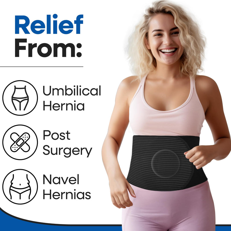 Plus Size Hernia Belt for Women or Men | C Section Belly Binder & Abdominal Binder | Post Surgery & Pregnancy Tummy Tuck | Hysterectomy, Umbilical Hernia Men & Women | Postpartum Belly Band Wrap | (XXL) 51" - 62" Black 2X-Large