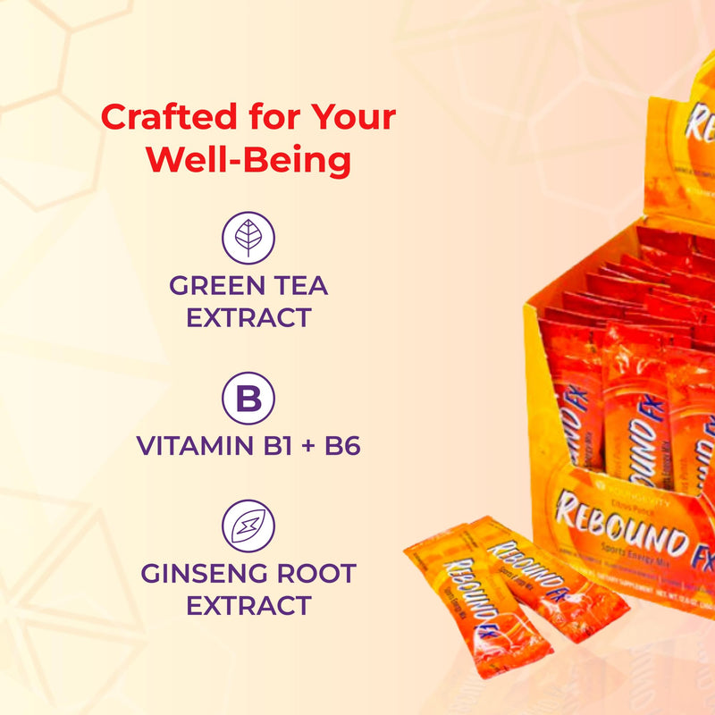 Youngevity Rebound FX Citrus Punch Energy & Hydration Mix, 30 Stick Packs | Vitamins, amino acids, electrolytes, natural caffeine, hydration and recovery support, citrus punch flavor, 30 stick packs