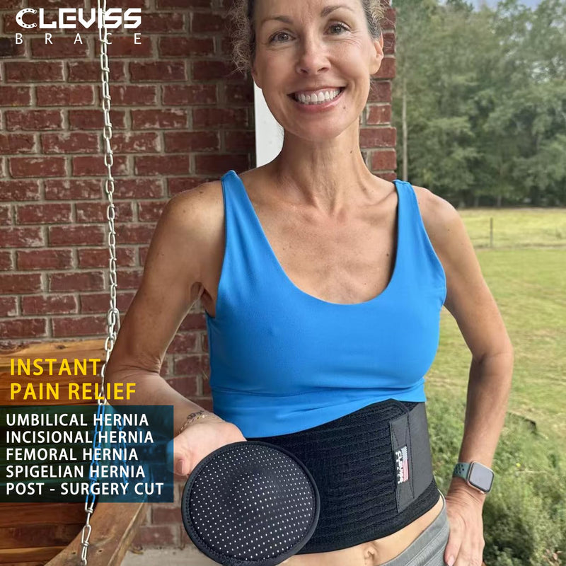 Umbilical Hernia Belt - Ergonomic Abdominal Binder Adjustable Truss Support with 2 Compression Pads for Naval, Ventral, Incisional, Epigastric, Belly Button Hernias, Pre Post Surgery(Black S-M) Black