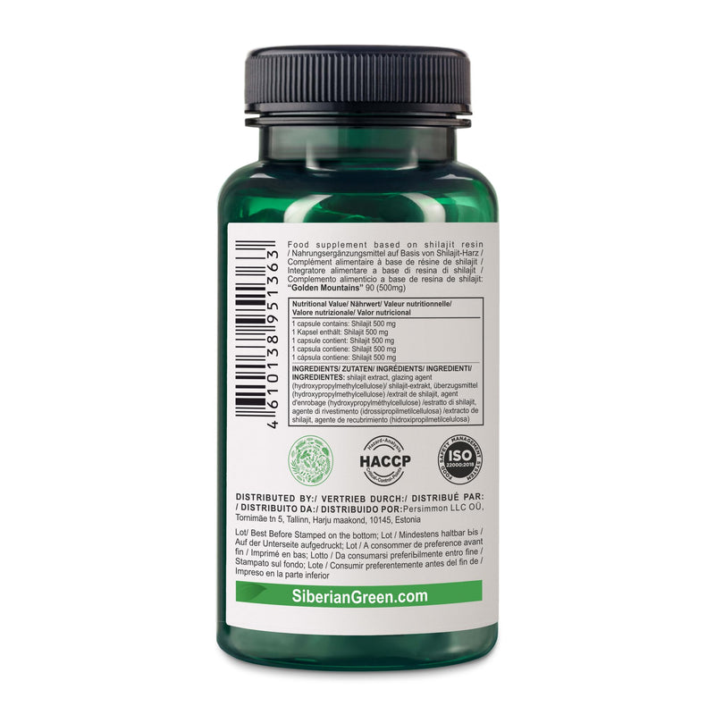 [Australia] - Golden Mountains Shilajit Vegan 90 capsules 500 mg pure Altai premium minerals 