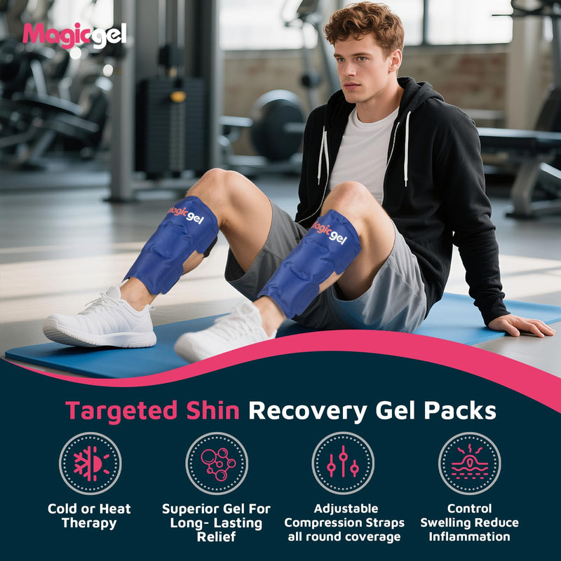 [Australia] - Shin Splint Relief: Hot & Cold Packs, Cryoball & Stretch Bands for Shin Splints | Hot & Cold Therapy for Leg Pain Relief | by Magic Gel Shin Ice Pack 