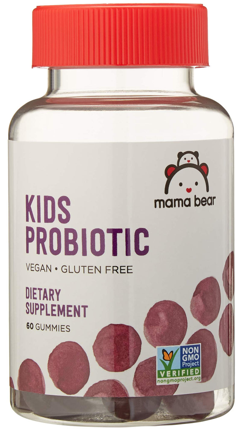 Amazon Brand - Mama Bear Vegan Probiotic, 60 Gummies, 1 Billion CFU per Gummy & Mama Bear Vegan Kids Vitamin C, 60 Gummies, 125 mg Vitamin C per Gummy