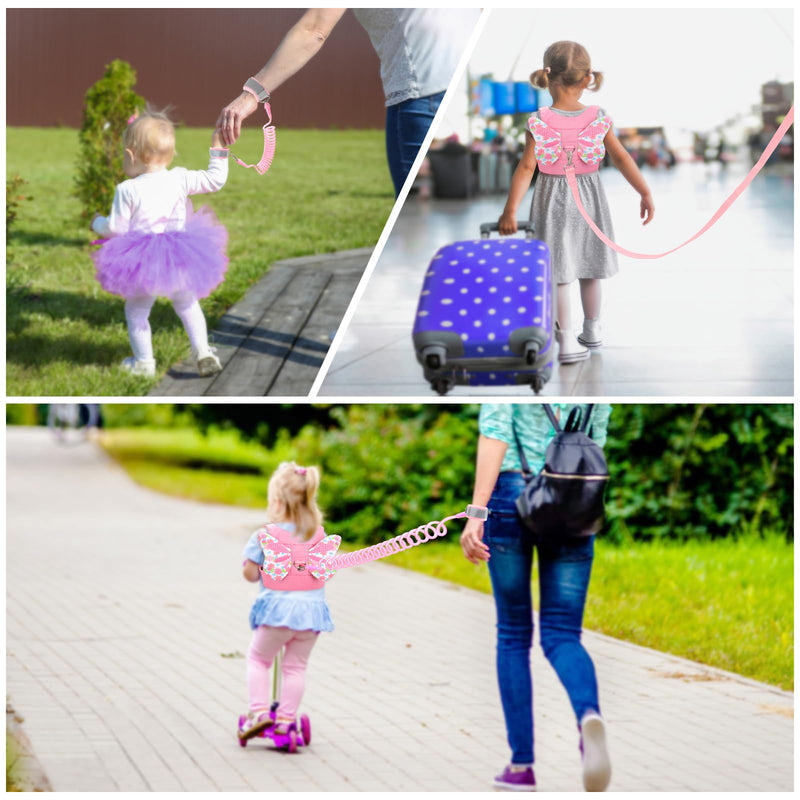 [Australia] - Toddlers Leash + Anti Lost Wrist Link Child Kids Safety Harness Kids Walking Wristband Assistant Strap Belt for Girl Pink Christmas Gift 
