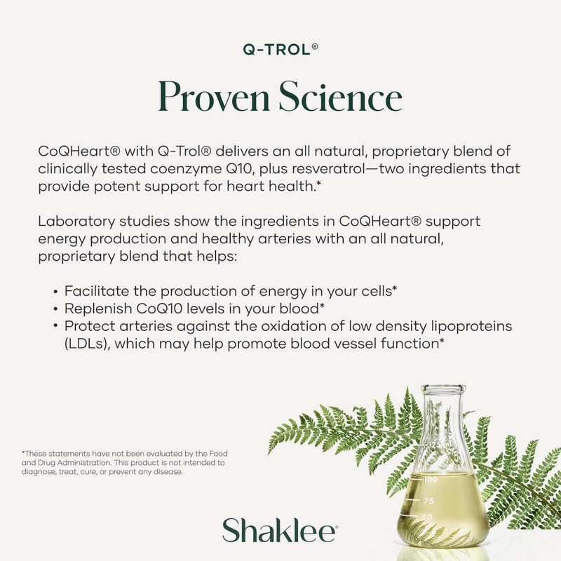 Shaklee - CoQHeart® with Q-Trol® - Heart Health Supplement - 30 Softgels | Combines coenzyme Q10 with a proprietary Q-Trol® blend, Includes resveratrol and complementary plant-based ingredients
